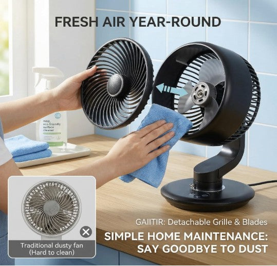 GAITIR Rechargeable Desk Fan - 7800mAh Battery with Smart Touch Display - Black, White, rechargeable desk fan for kitchens and counters