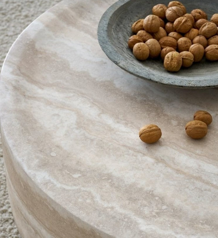 Simple yet elegant faux marble coffee table that fits seamlessly into modern home decor.