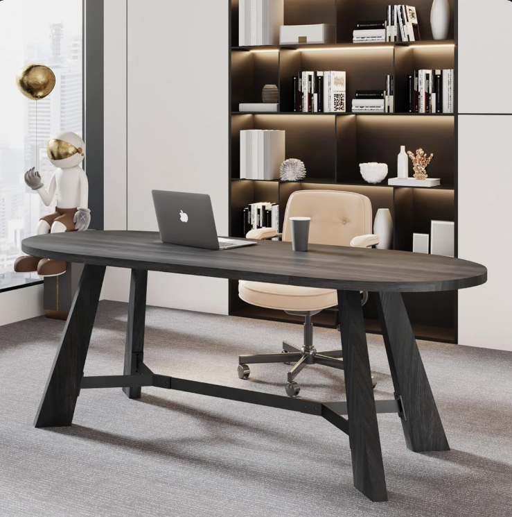 Charming setup of the Mid-Century Walnut Oval Dining Table Set with a focus on comfort and function.