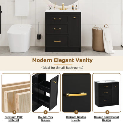 Classic 30" Bathroom Vanity Set w/Premium Ceramic Sink