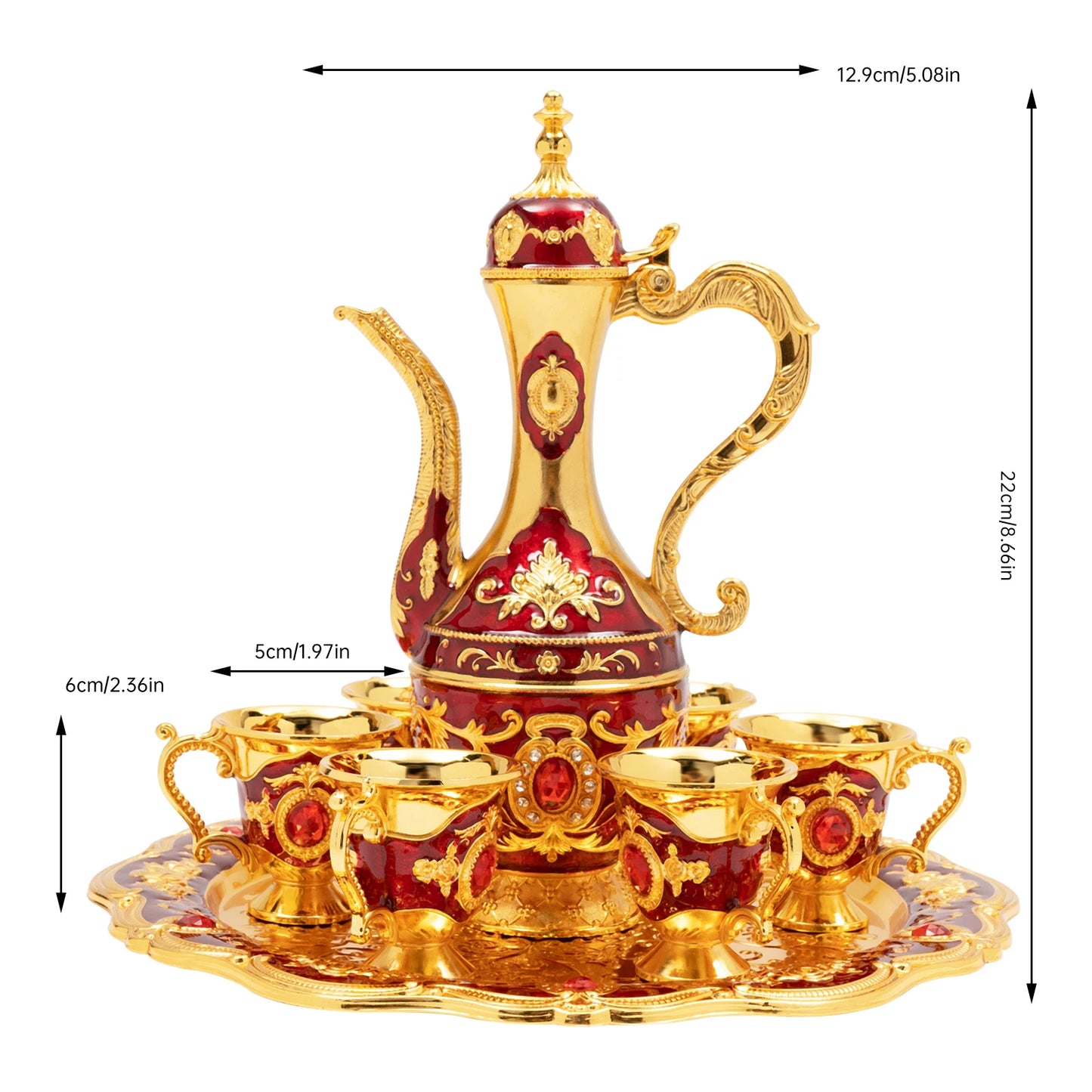 Classic Antique Style Turkish Tea Set w/Elegant Shape