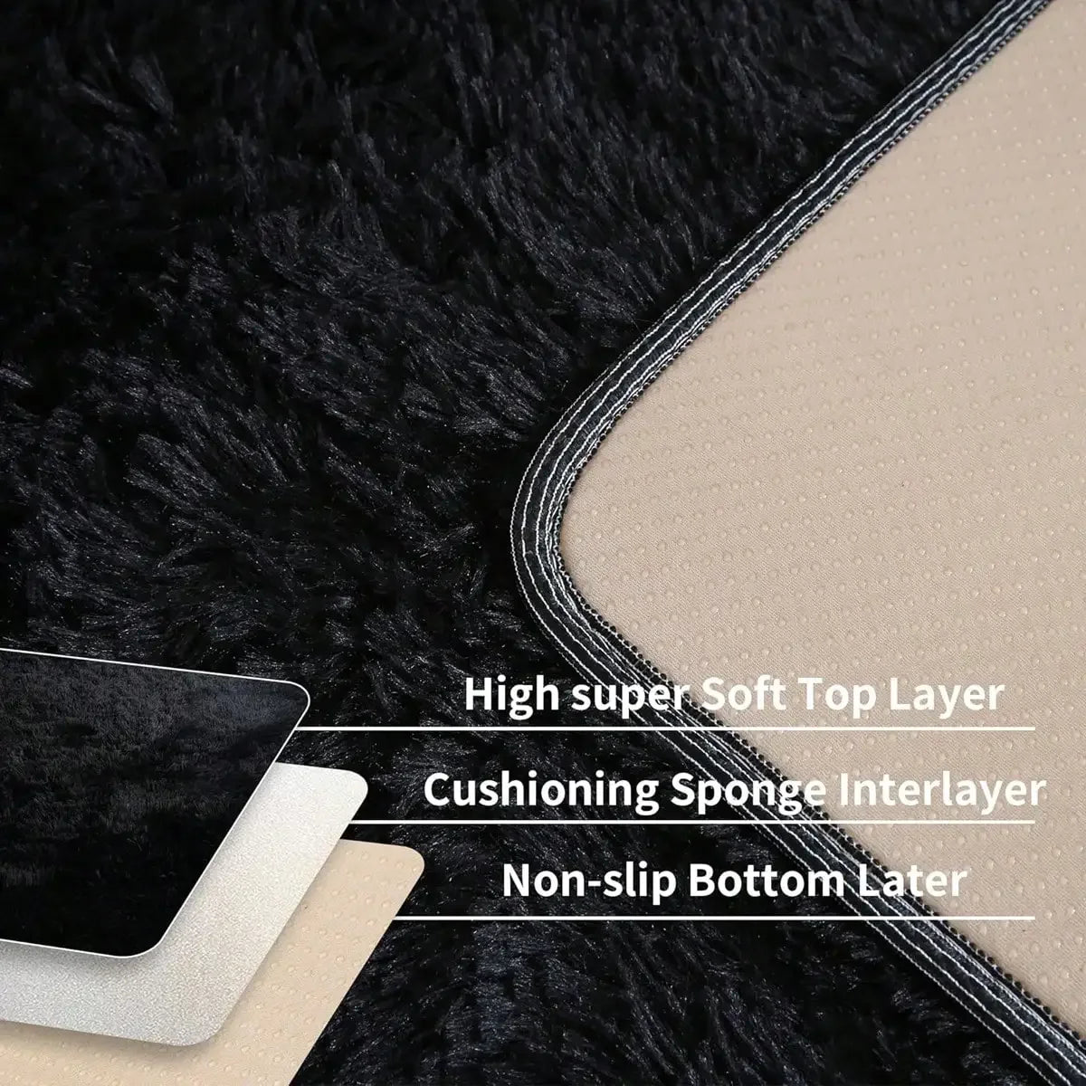 Fluffy Shag Area Rug in vibrant colors, enhancing the modern aesthetic of a bedroom.