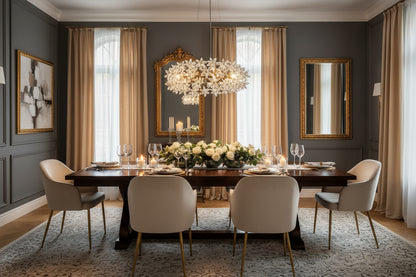 Elegant Crystal Flower Petals Chandelier - A stunning modern crystal flower chandelier showcasing sophisticated crystal petals that illuminate your home.