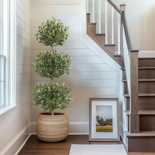 5' Tall Indoor/Outdoor Faux Olive Tree w/A Non-decorative Planter