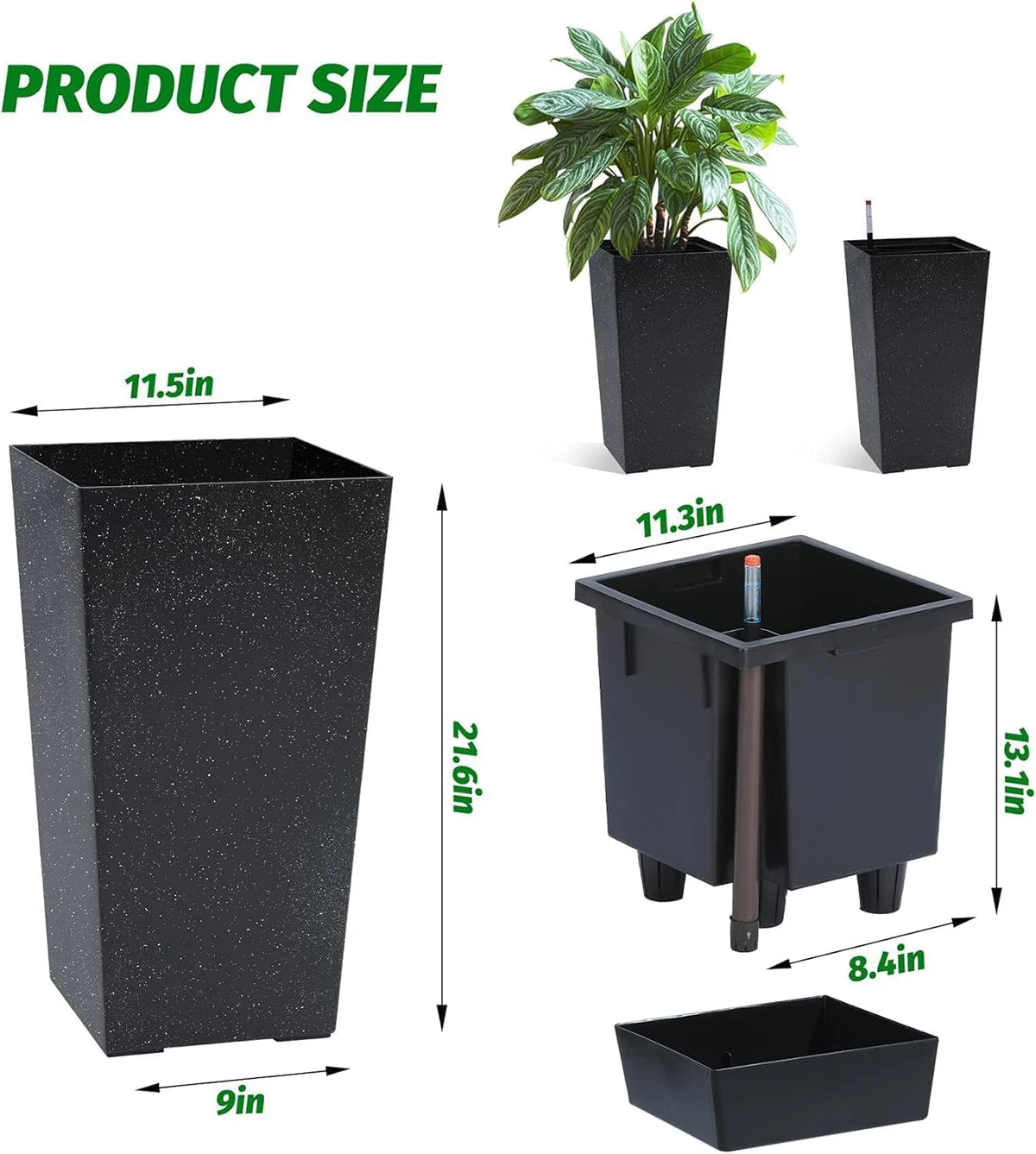 Stylish Tall Indoor/Outdoor Rectangular Planters(Set of 2)