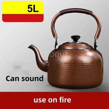 Copper Teapot 100% Pure Handmade – Traditional rounded profile of the whistling kettle.