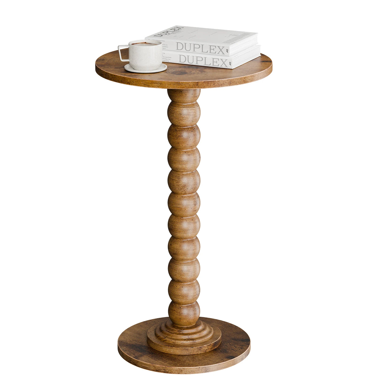 SIMENMAX Round Side Table - Bobbin-Style Spindle Leg Accent Table for Small Spaces, round side table next to a chair