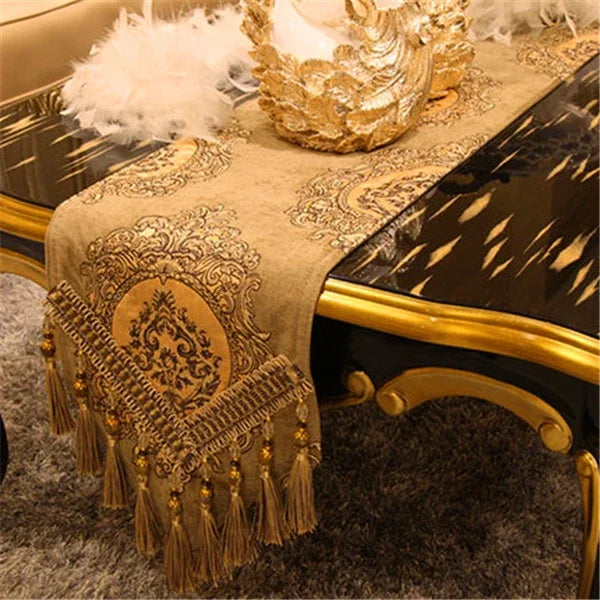 Anti-slip feature of High Quality Chenille Noble Table Runner, demonstrating safety during meals without constant adjustments. The ultimate chenille table runner for worry-free dining.