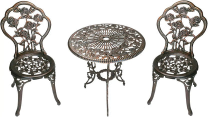 3-Piece Cast Aluminum Rose Bistro Set
