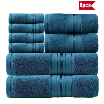 Complete set of 100% Cotton Bath Towels, hand towels, and washcloths designed for maximum absorbency.