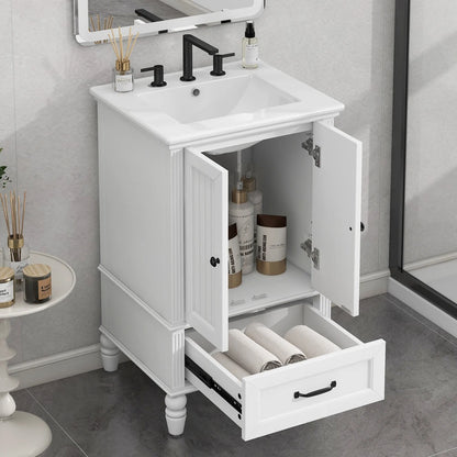 Modern & Independent 20" White Bathroom Vanity w/Semilune Ceramic Sink