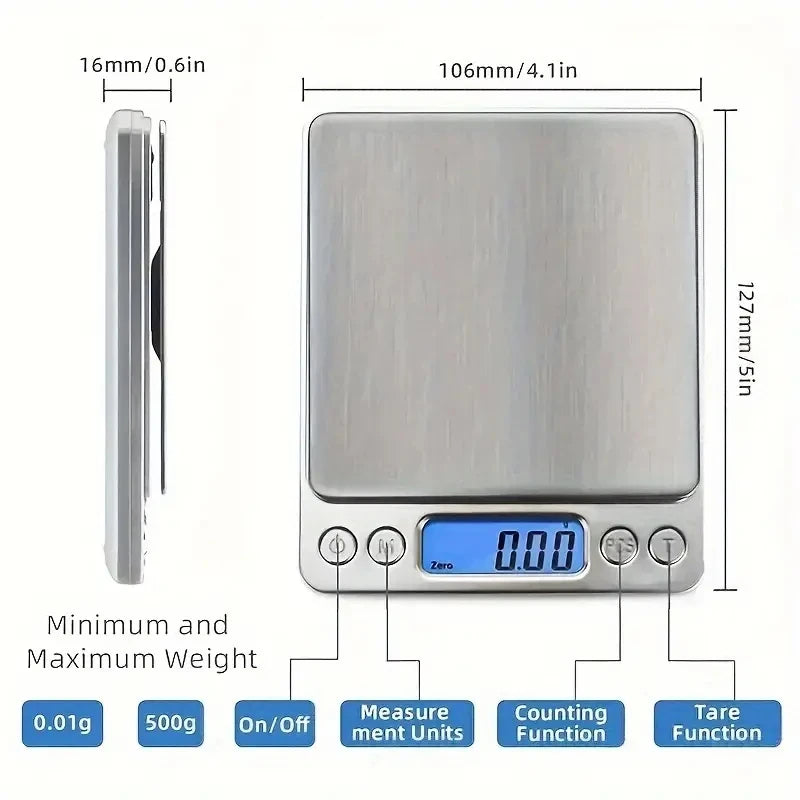 3000g Digital Kitchen Scale, 0.1g Precision Stainless Steel digital kitchen scale with tare function