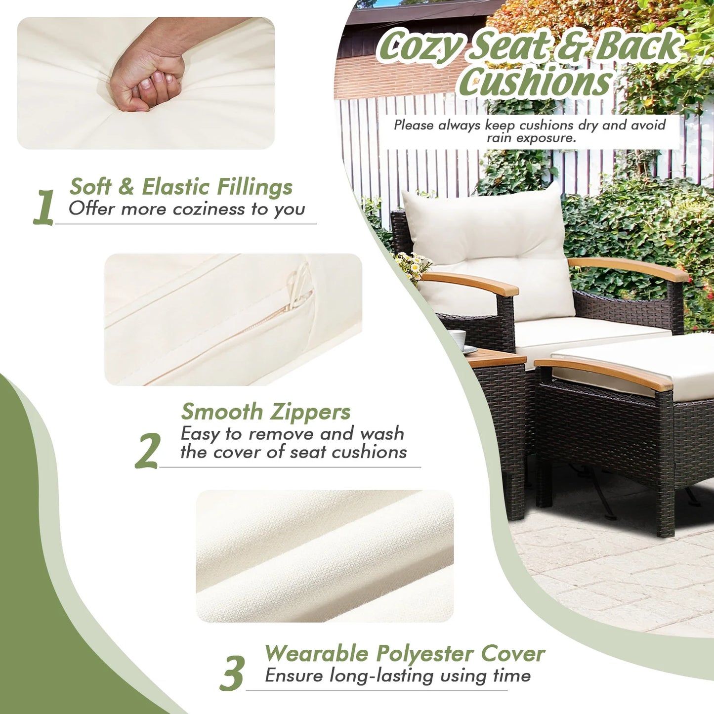 Outdoor 5-piece Patio PE Rattan Sofa Set