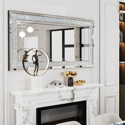 Modern Rectangular Crystal Crush Diamond Wall Mirror