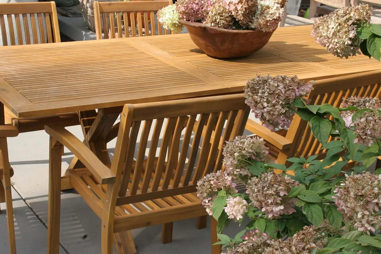 7-Piece 100% Acacia Wood Outdoor Dining Set w/Extension Sleeve