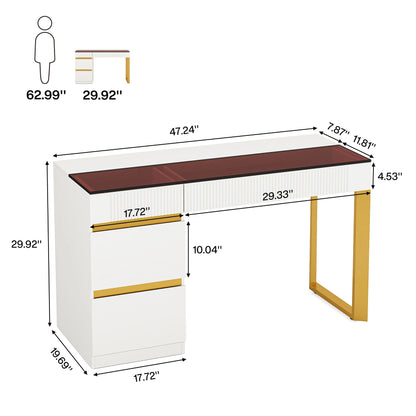 Modern & Versatile Computer Writing Desk w/4 Storage Drawers