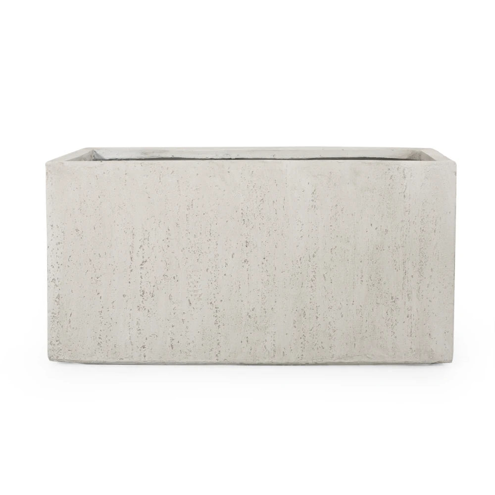 Large Rectangular Stonelike White Outdoor Planter