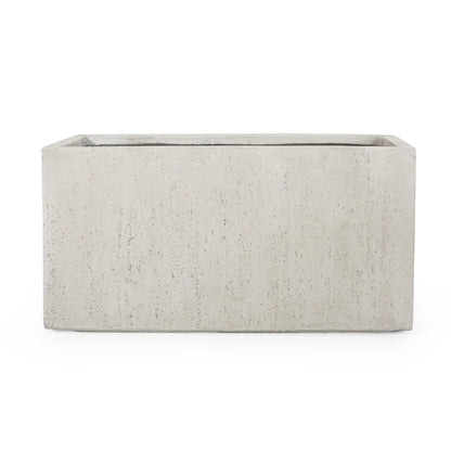 Large Rectangular Stonelike White Outdoor Planter