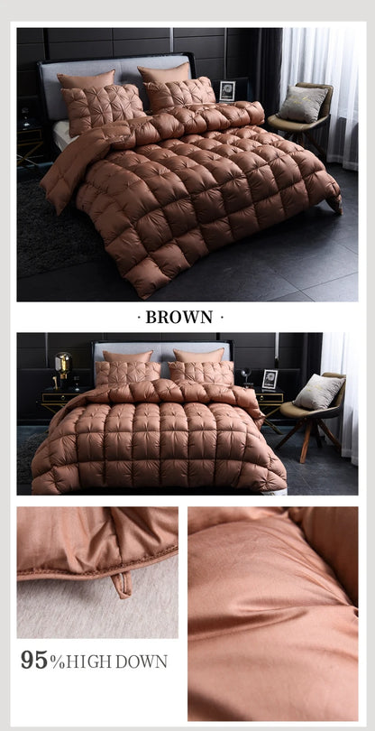 Luxurious White Goose Down Comforter in Brown, adding a touch of elegance to your bedding collection.