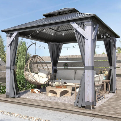 10 x 10 Gray Outdoor Wood Post Gazebo