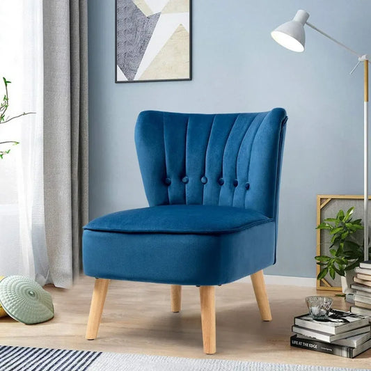Ergonomic Retro Velvet Blue Leisure Chair