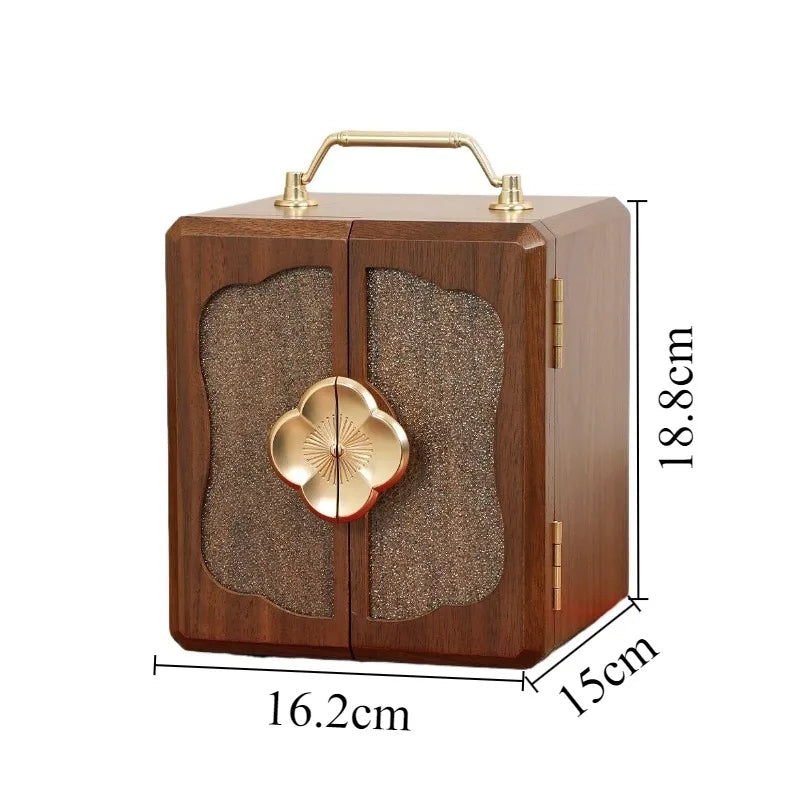 World Menagerie Black Walnut Jewelry Box with Lock - 5-Layer Wooden Organizer with Mirror - Black Walnut, velvet-lined jewelry drawers and compartments