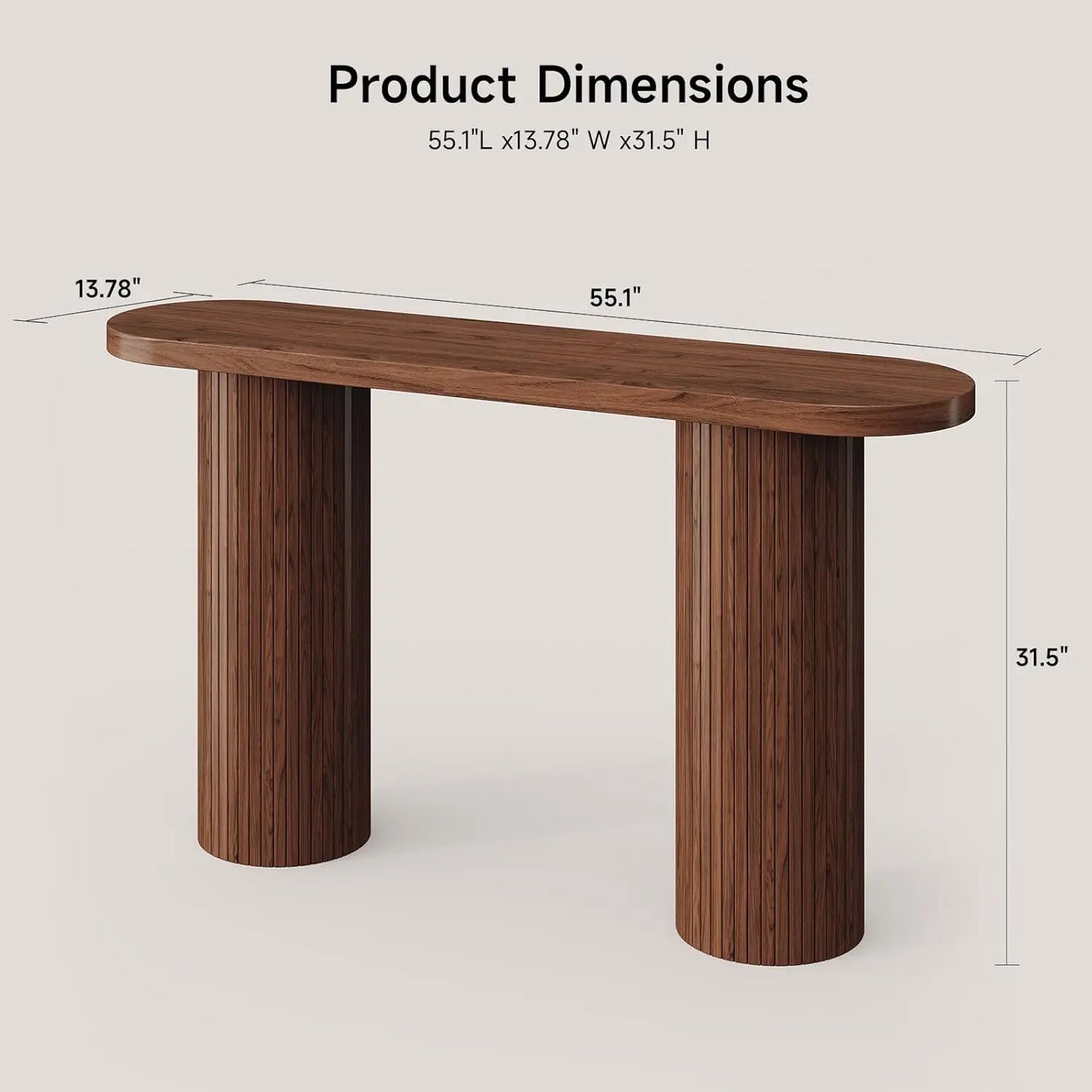 55" Fluted Entryway Table~Wood Console Table