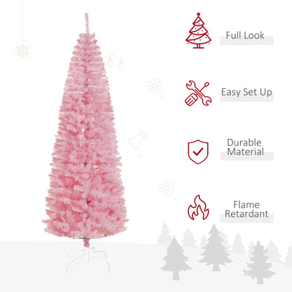 Beautiful 7ft "Pink" Realistic Slim Holiday Tree