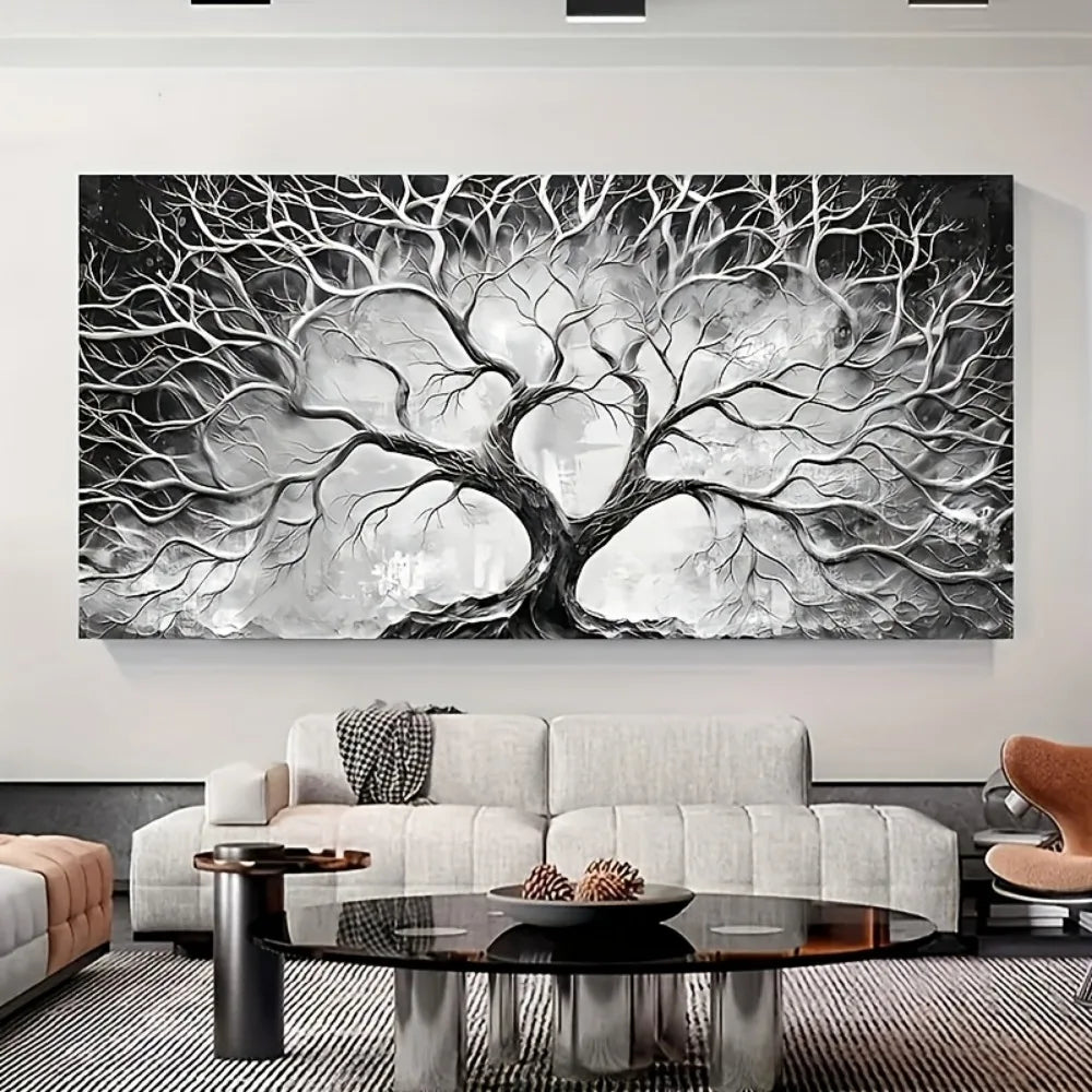 Beautifully Painted Black & White Canvas Wall Art