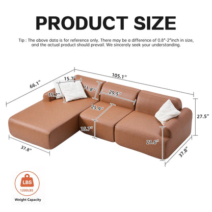 L-Shaped Modular Sofa with wide armrests and deep seating, demonstrating its comfort and stylish appeal for family gatherings.