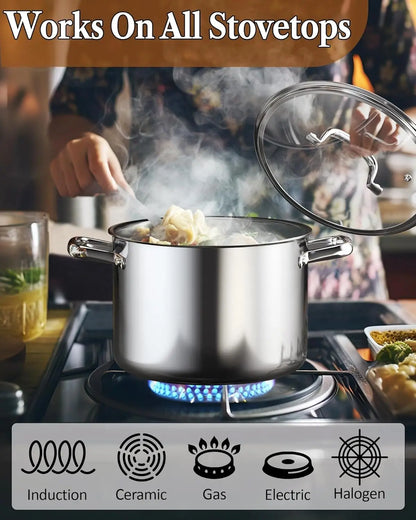 Close-up of Cook N Home 12-Quart Stainless Steel Stockpot Lid – Perfect for steam venting while cooking soups and stews.