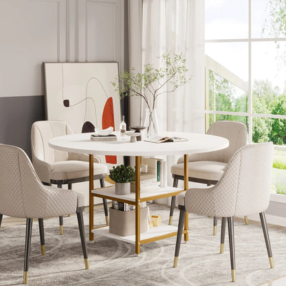 47" Round Solid Wood Dining Table for 4