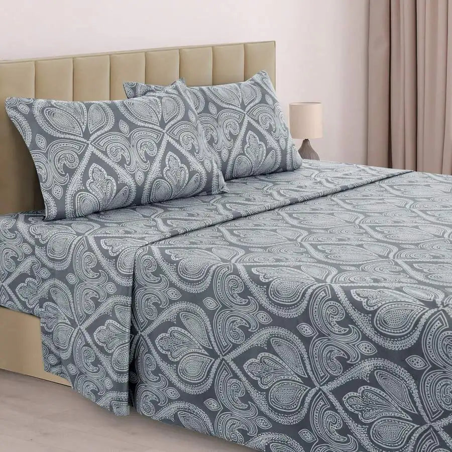Paisley Microfiber Sheet Set, Bedding with 16-Inch Deep Pocket Fitted Sheet & Pillowcases – wrinkle-resistant microfiber sheet set
