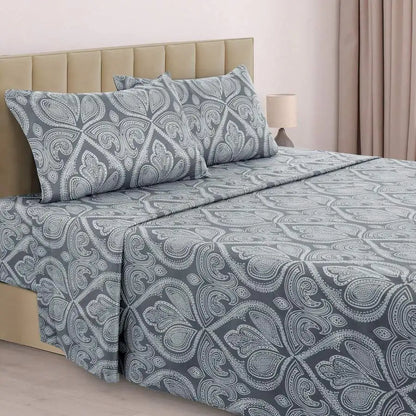 Paisley Microfiber Sheet Set, Bedding with 16-Inch Deep Pocket Fitted Sheet & Pillowcases – wrinkle-resistant microfiber sheet set
