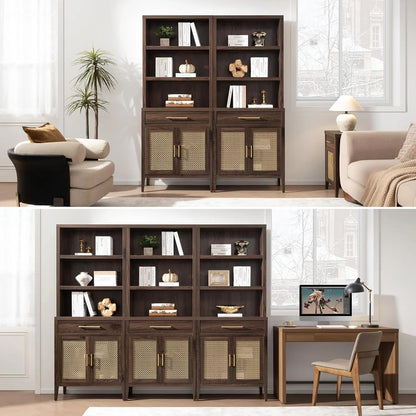 70" Tall 5-Tier Bookshelf w/Storage Cabinets & Drawers