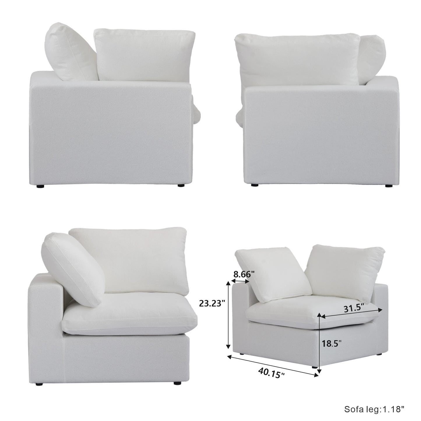 Modular 6-seat U-shaped Down Filled Comfy Cloud Couch