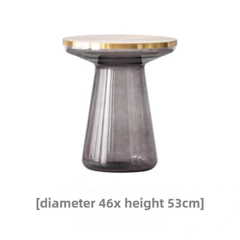 Luxurious Modern Round Coffee Table featured in different color options like Grey-Rose Gold and Blue-Champagne Gold.