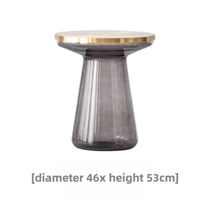 Luxurious Modern Round Coffee Table featured in different color options like Grey-Rose Gold and Blue-Champagne Gold.