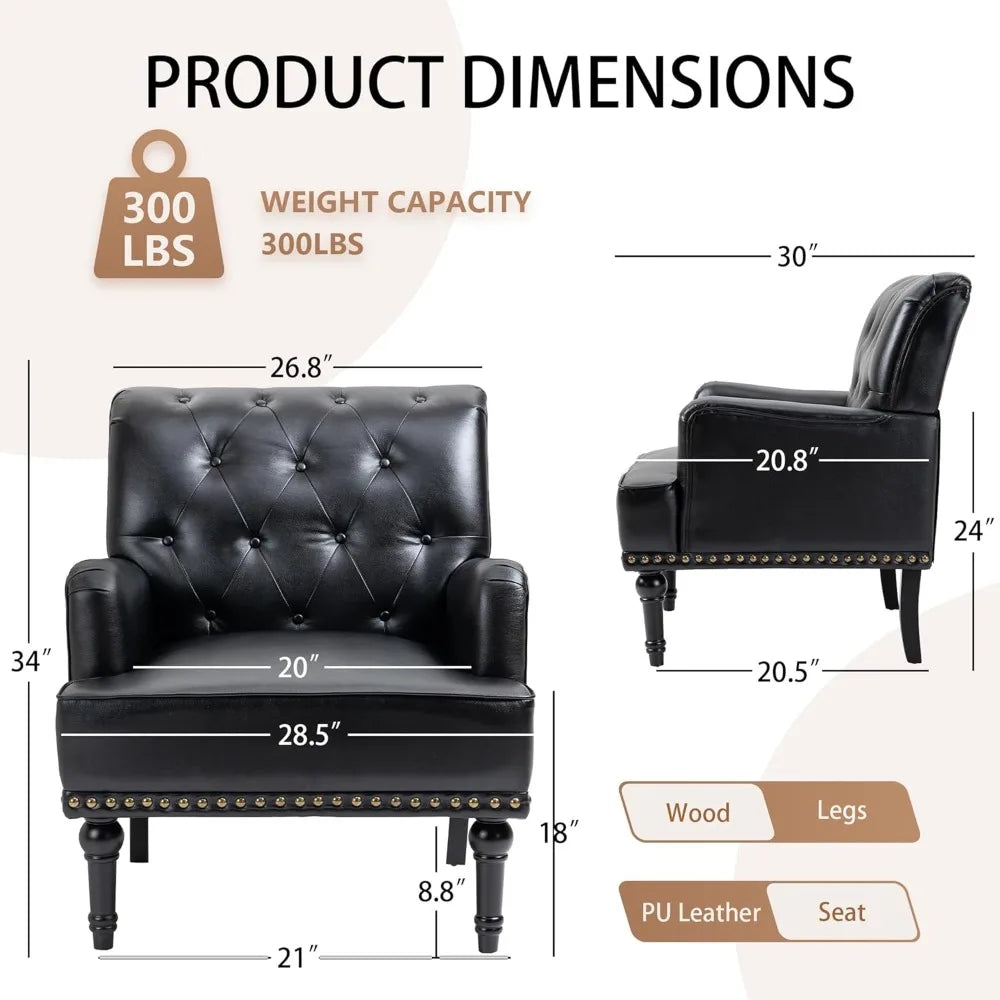 Black Classic Cigar Style Living Room Chair