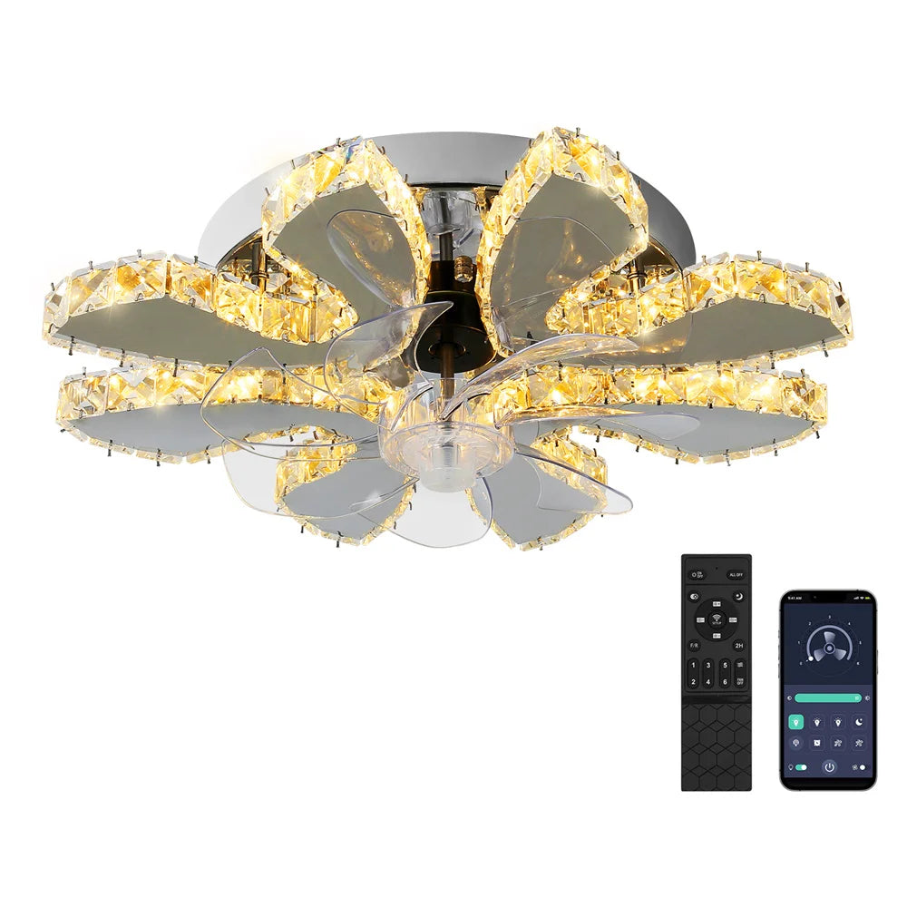 Modern Crystal LED Ceiling Fan Light/Decor Fixture