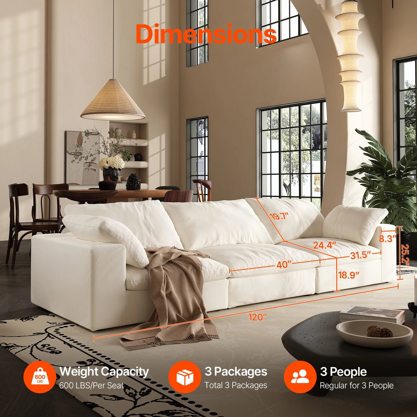 Modern U-shaped Convertible Sofa w/Ottoman