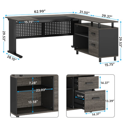Modern 63" Executive Versatile L-shaped Desk