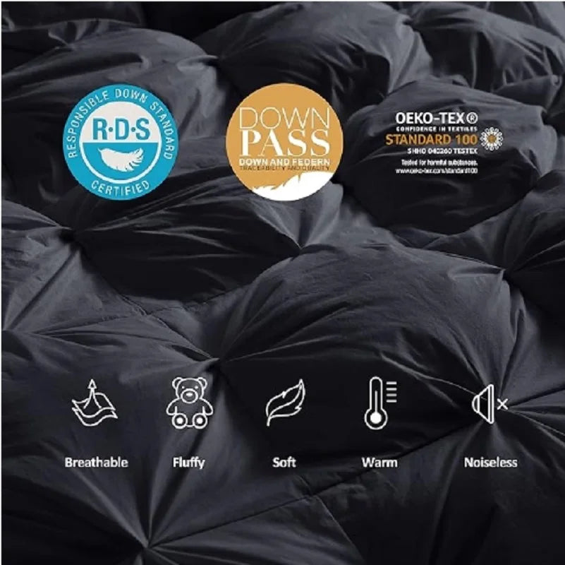 Luxurious All-season Premium Down Feather King  Black Bedding Set