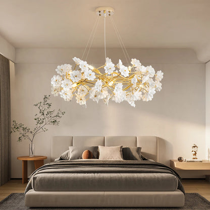 Elegant Gold Luxury Crystal Chandelier with a warm light glow, enhancing the chic vibe of any space, perfect as a gold crystal chandelier.