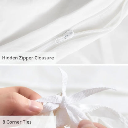 Modern Lightweight Queen Size 3-Piece White Duvet Cover