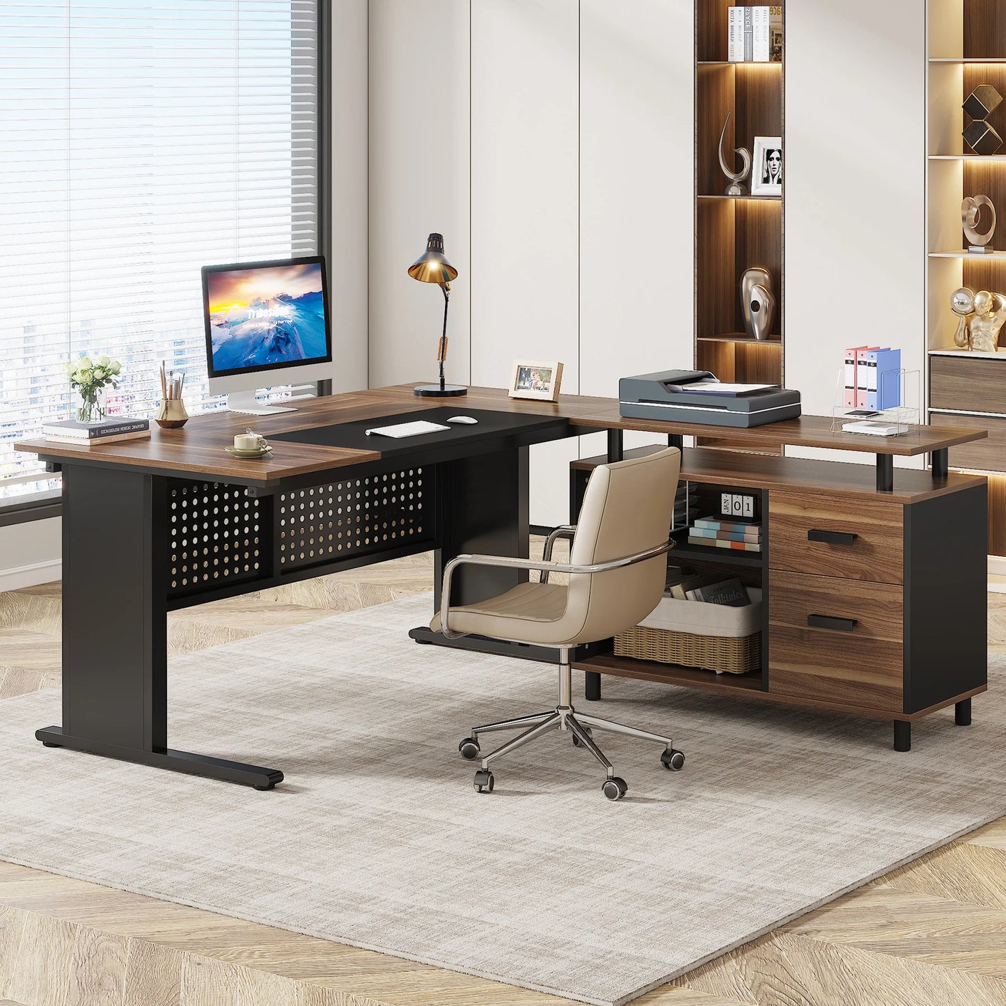 Modern 63" Executive Versatile L-shaped Desk