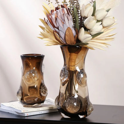 Elegant coffee color vase from the Coffee Art Glass Nordic Vase collection, a modern glass vase perfect for living rooms.