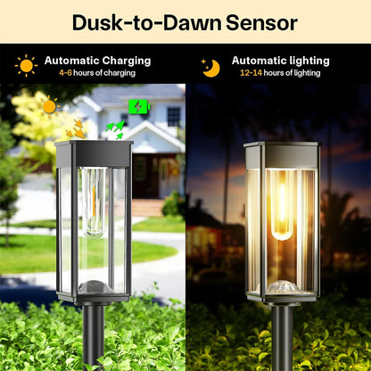 4-Piece  Bright Solar Powered Pathway Lights