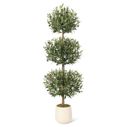 5' Tall Indoor/Outdoor Faux Olive Tree w/A Non-decorative Planter