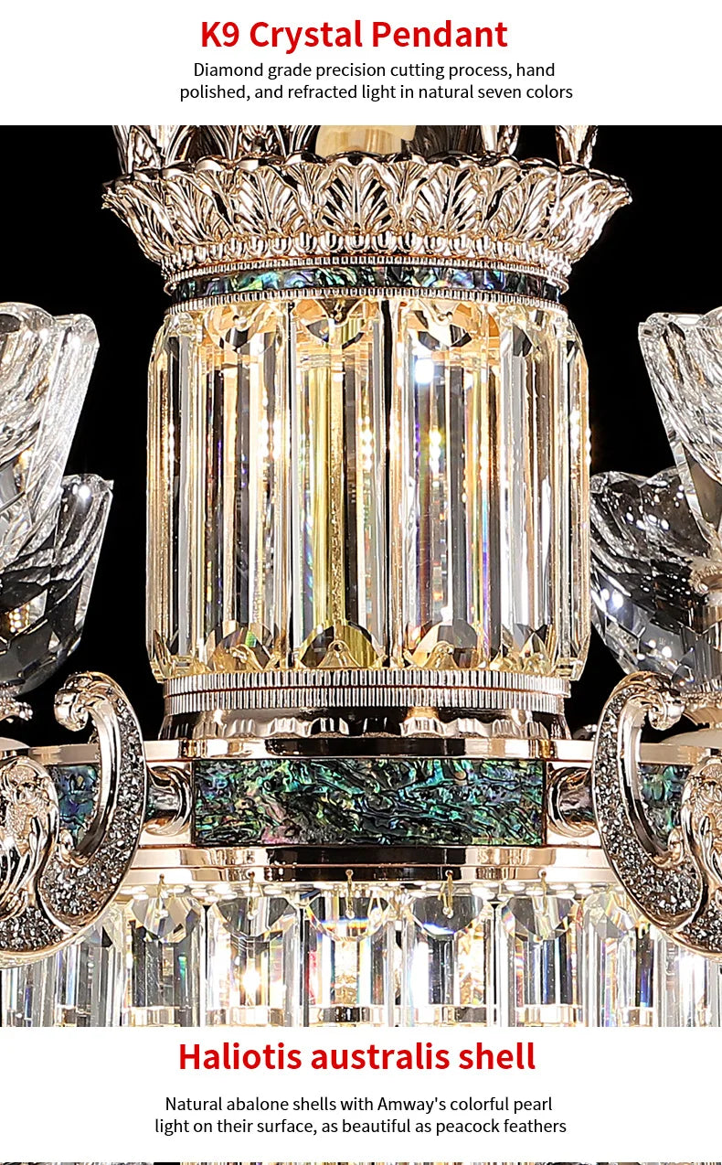 Traditional European Aesthetic Style Chain Pendant Crystal Chandelier 